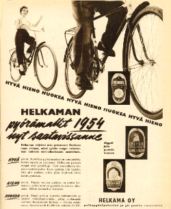 Helkaman polkupyörämainos 1954